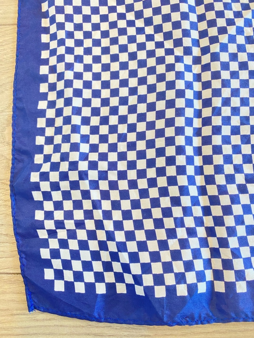 Classic Navy and White Checkered Scarf 25”  x 25.5”